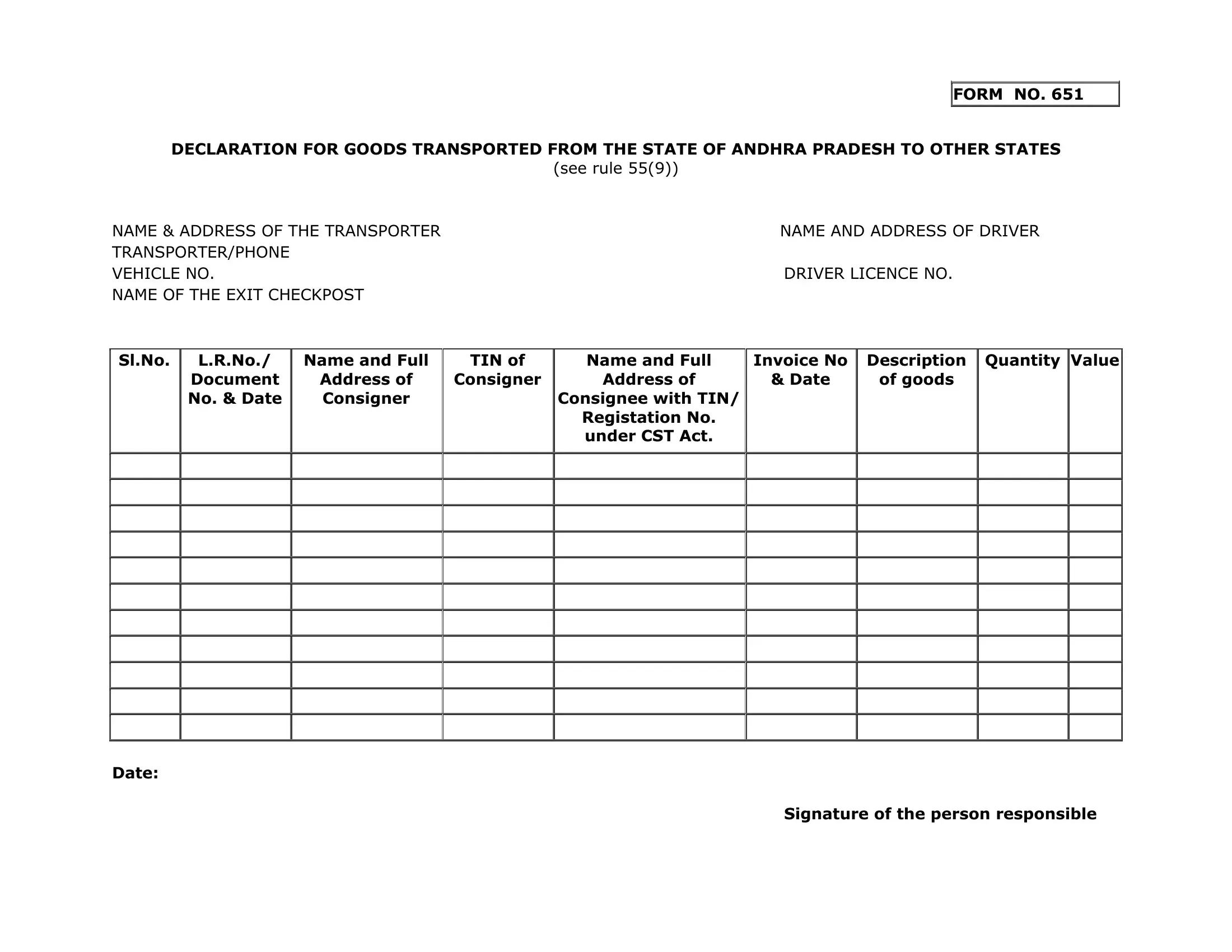 Form 651 Fill Out Printable PDF Forms Online