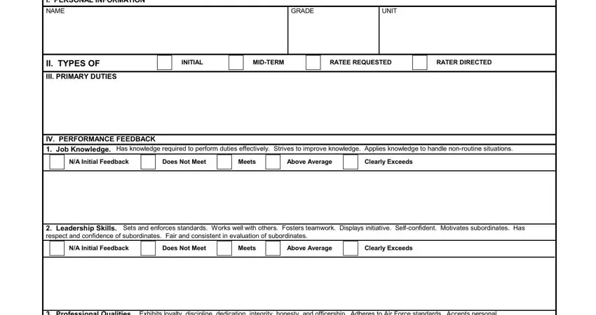 af form 724a empty spaces to consider