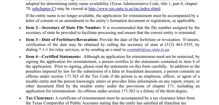 filling in tx secretary form 801 stage 1