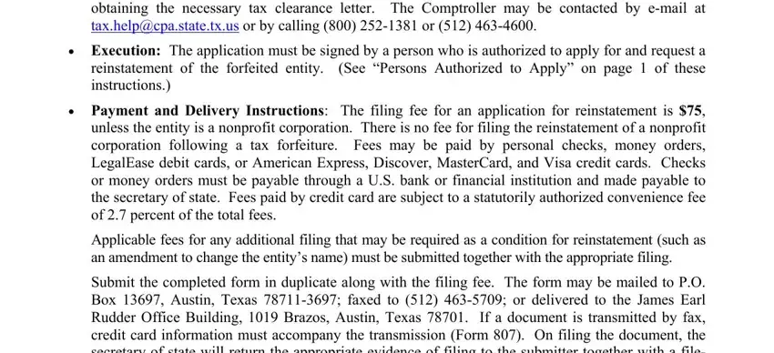 Entering details in form 801 part 2