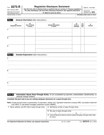 Form 8275 R Preview