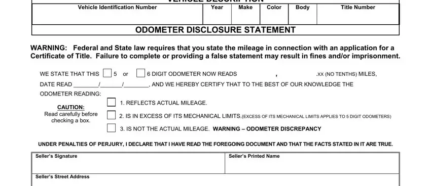 Separate odometer shop disclosure statement