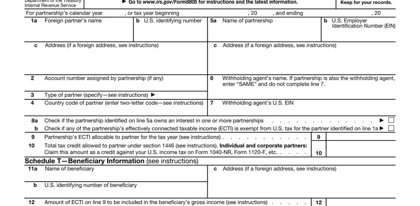 irs information withholding tax Rev November  Department of the, Foreign Partners Information, Copy B For Partner Keep for your, or tax year beginning, and ending, b US identifying number, a Name of partnership, b US Employer, Identification Number EIN, c Address if a foreign address see, c Address if a foreign address see, Account number assigned by, Withholding agents name If, enter SAME and do not complete, and Type of partner specifysee fields to insert