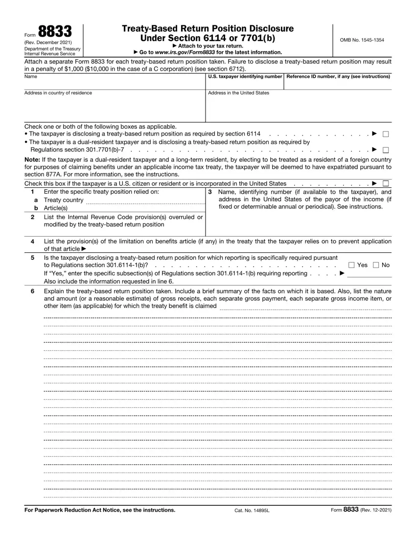 Form 8833 first page preview