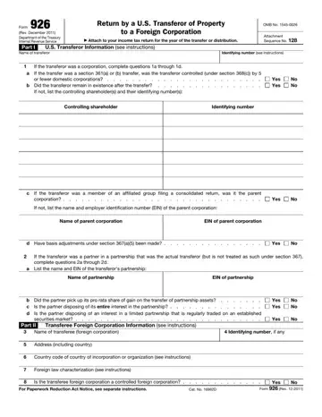 Form 926 Preview
