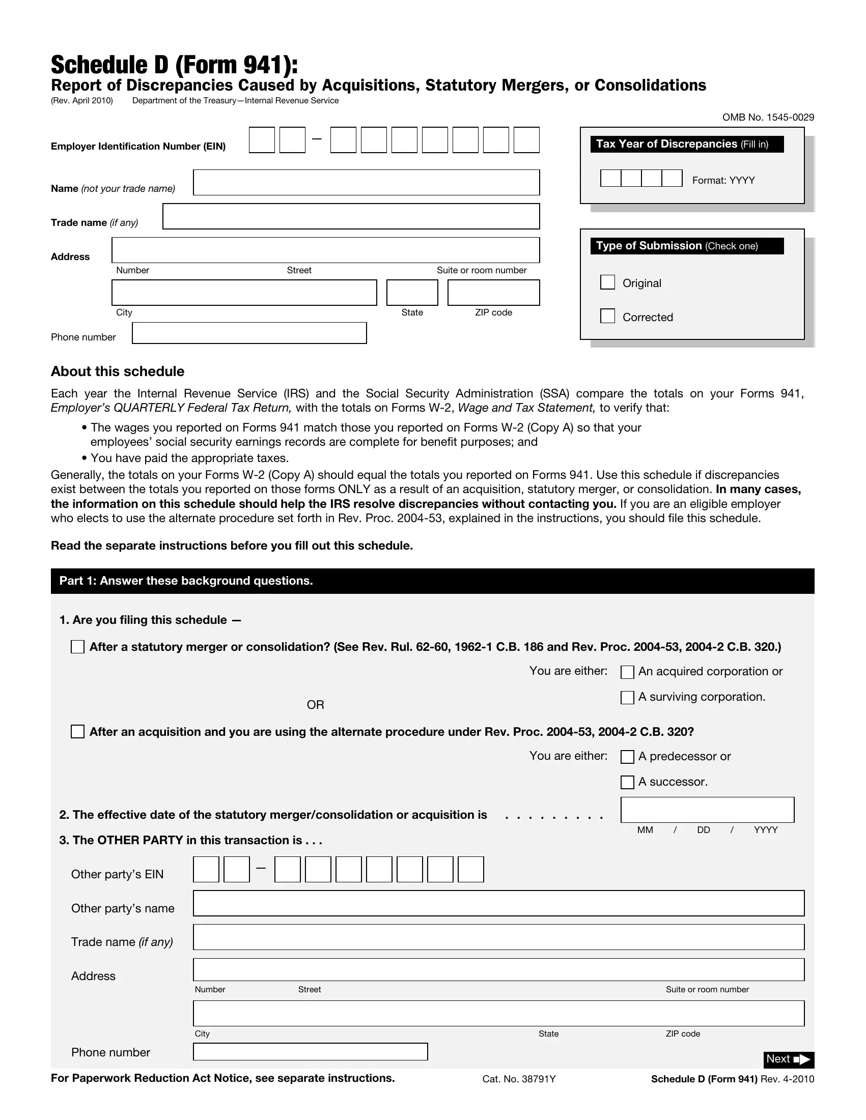 Form 941 Schedule D Fill Out Printable PDF Forms Online