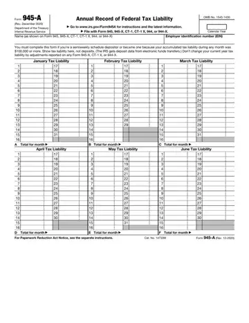 Form 945 A Preview