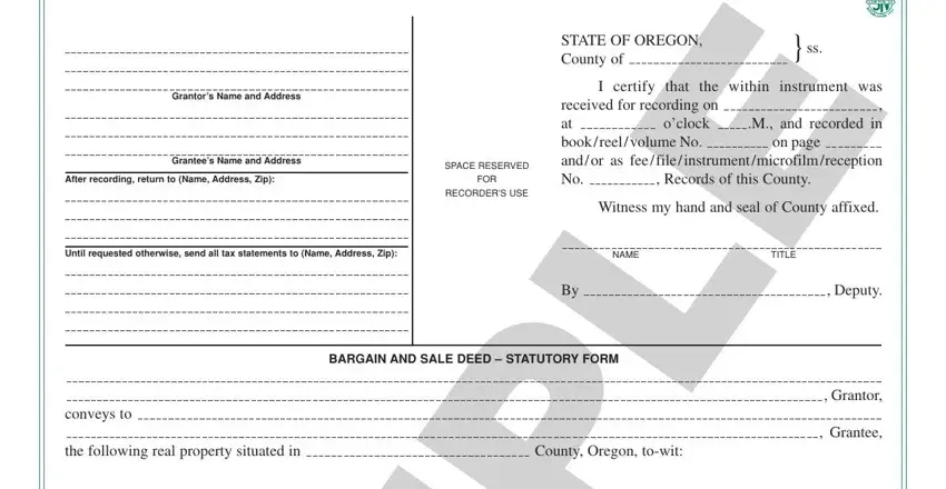 portion of spaces in oregon bargain and sale deed