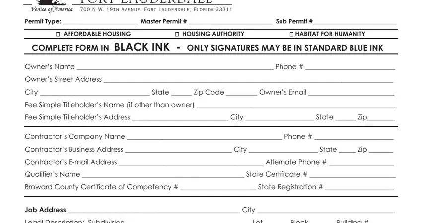 filling in fort lauderdale permit application part 1