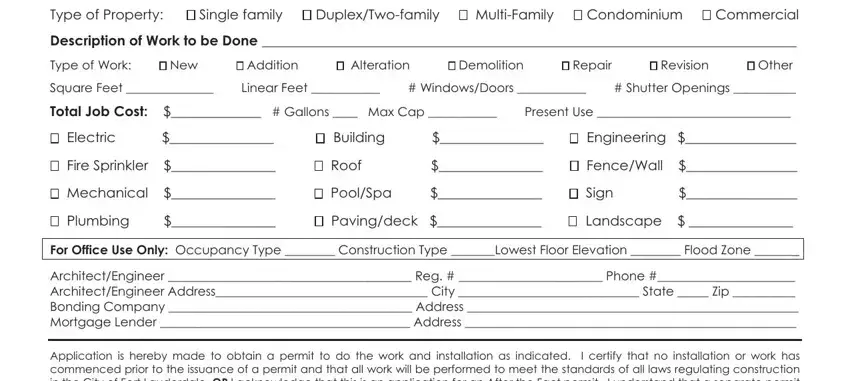 Completing fort lauderdale permit application step 2