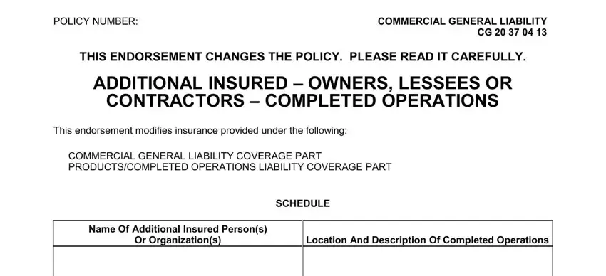 additional insured form blanks to complete