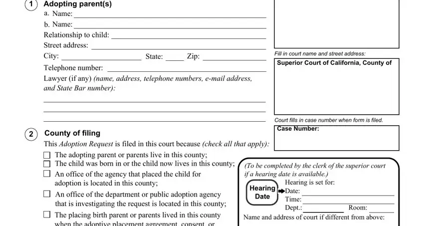 entering details in adoption forms request stage 1