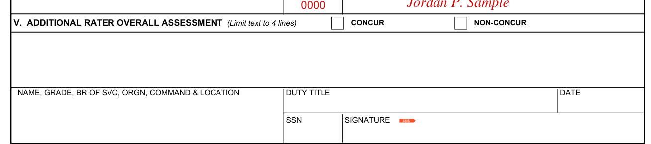 AF Form 707 example filled out, additional rater overall assessment