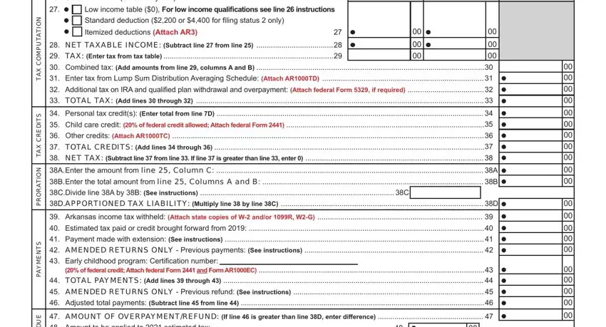 step 5 to filling out ar1000ec tax form