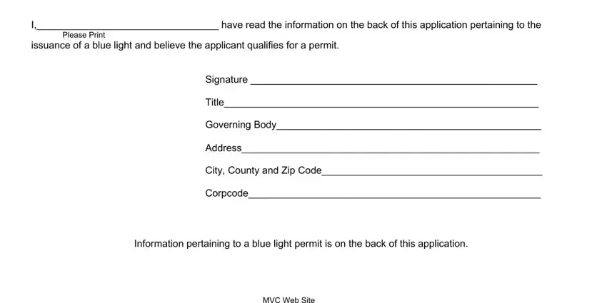Corpcode Please Print, Signature , City, Governing Body, Corpcode, Address, Title, and Information pertaining to a blue blanks to fill out