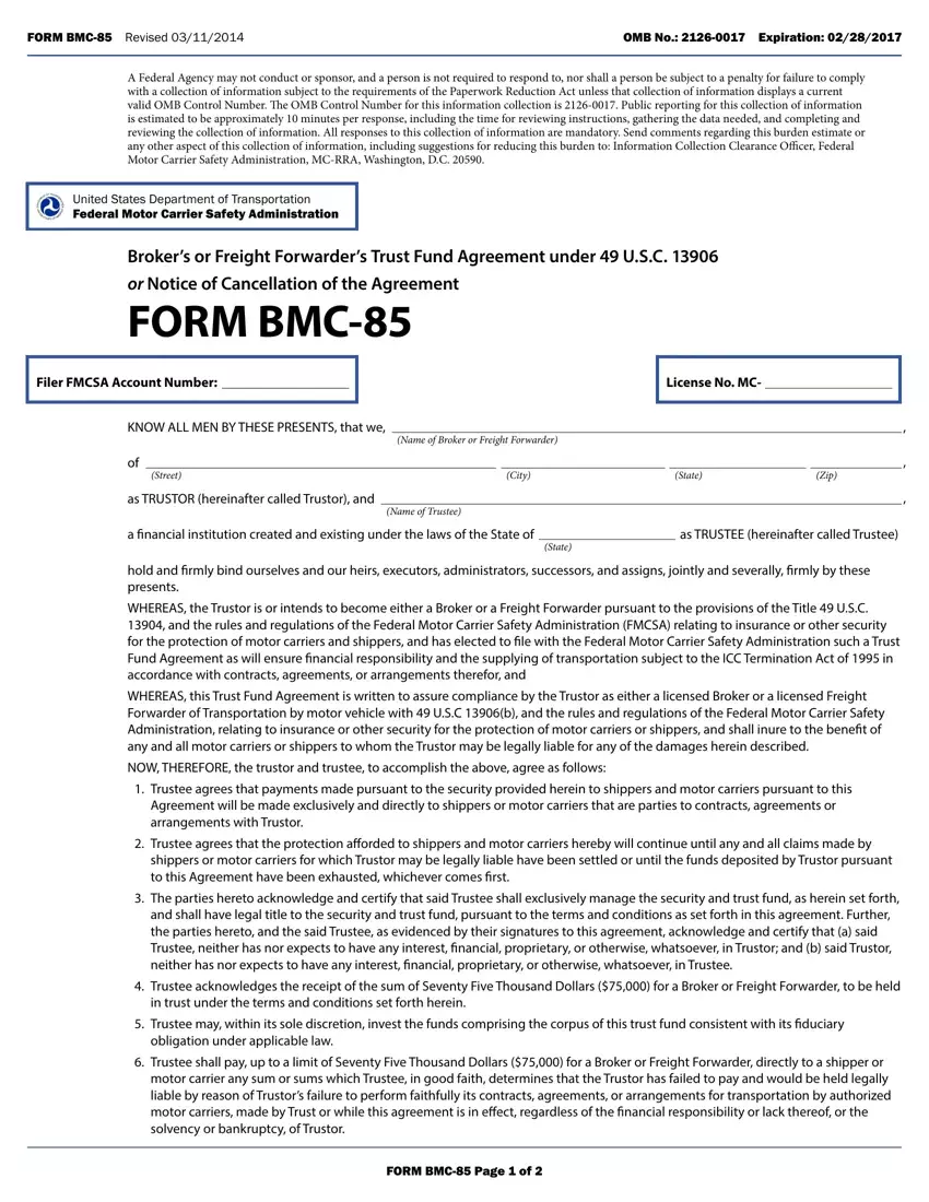 Form Bmc 85 first page preview