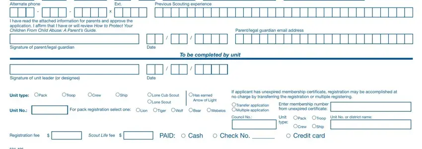 stage 2 to filling out boy scout of america