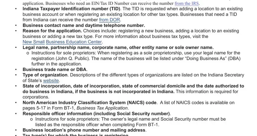 entering details in indiana tax application get part 1