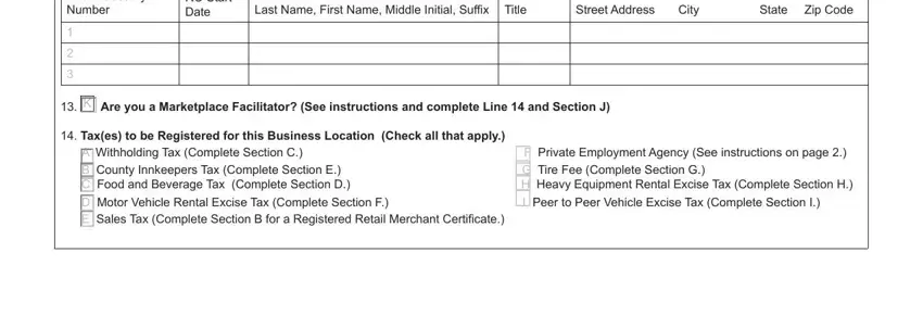 Filling in indiana tax application get step 3