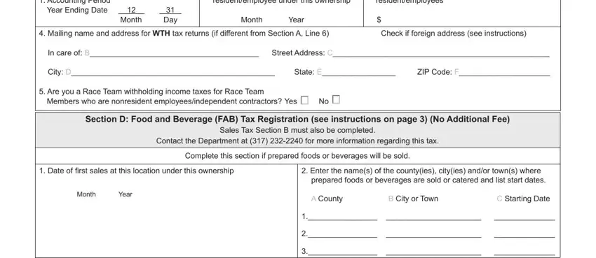 Completing indiana form tax application step 5