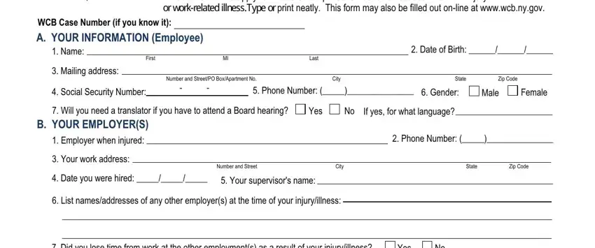 filling in how to workers compensation form claim stage 1