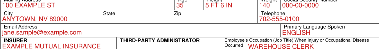 Form C-4 example filled out, mailing Address, Telephone and Email Address