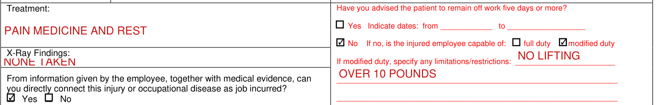 Form C-4 example filled out, treatment