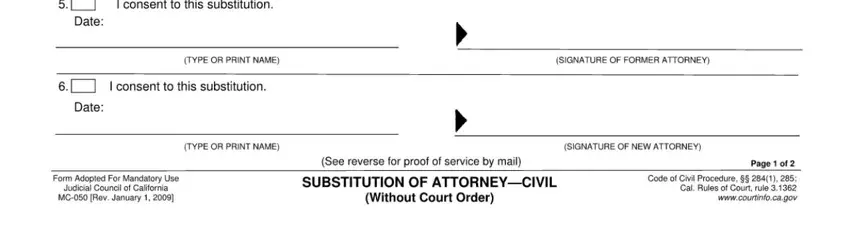Filling out substitution of attorney form los angeles stage 3