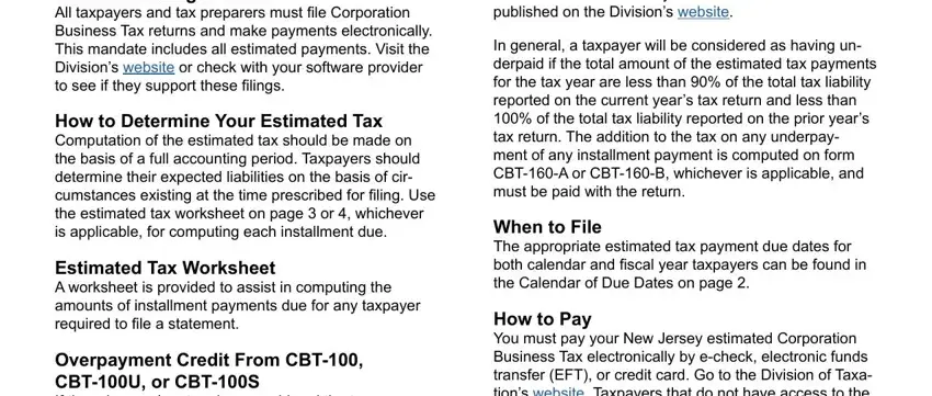 example of fields in installment