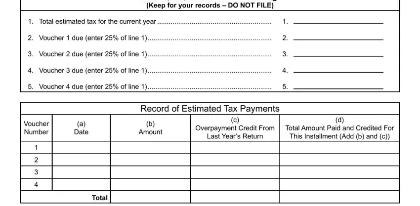 Entering details in installment step 3