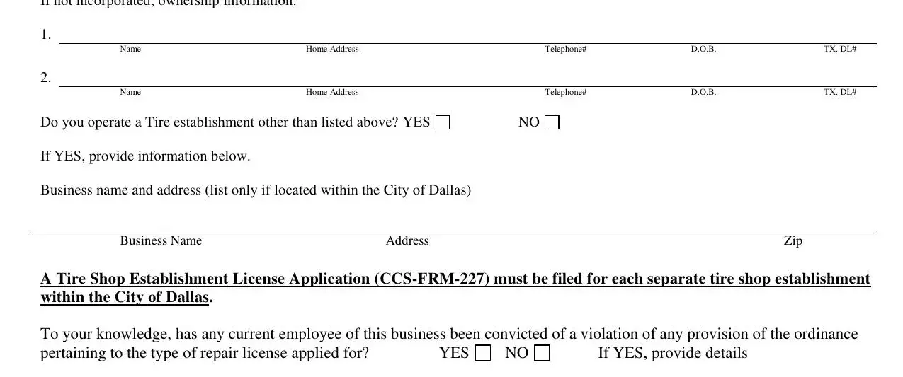 stage 2 to entering details in home repair license city of dallas