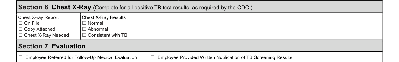 CDCR 7336 example filled out, section 6 Chest X-Ray