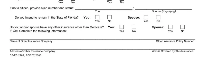 medicaid application florida Do you and/or spouse have any, and CF-ES 2282 blanks to insert