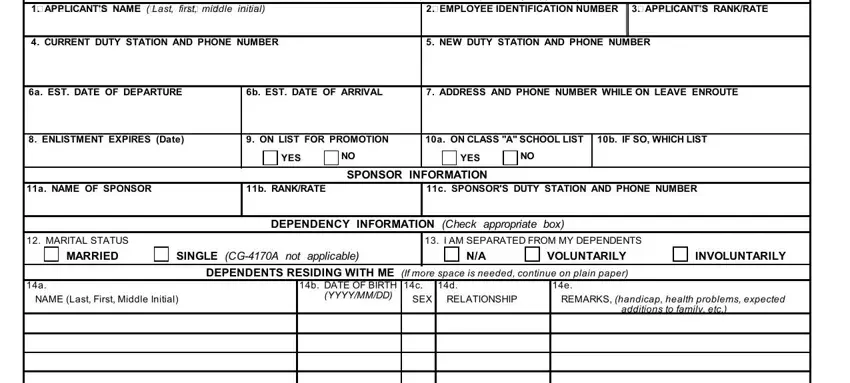 stage 1 to filling out cg form 4170