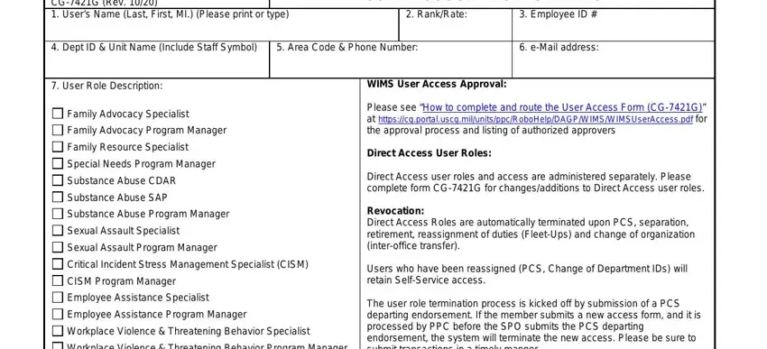 stage 1 to completing uscg direct access