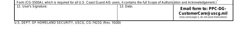 uscg direct access Acknowledgment I understand that I, Date, Email form to PPCDG, and US DEPT OF HOMELAND SECURITY USCG fields to fill out