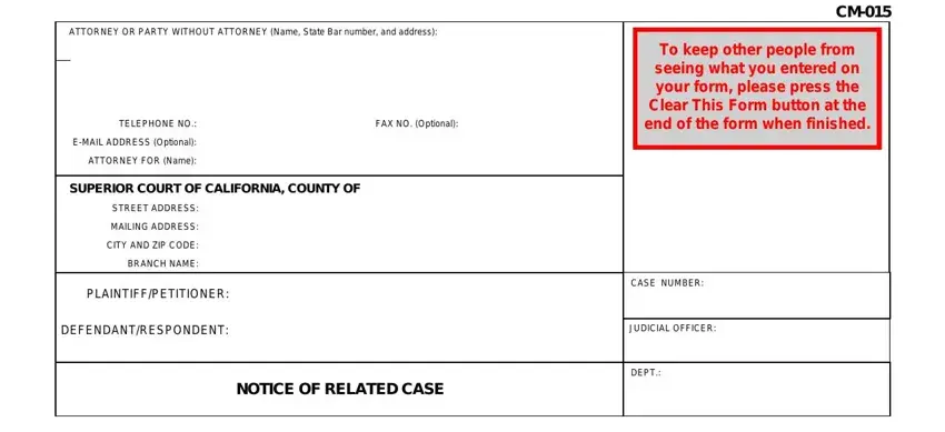 example of blanks in notice of related cases