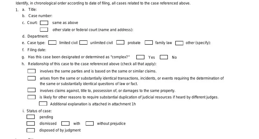 step 2 to filling out notice of related cases