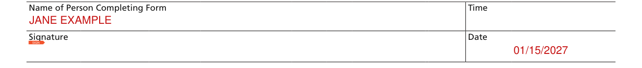 Form CMS-671 example filled out, completing and signing