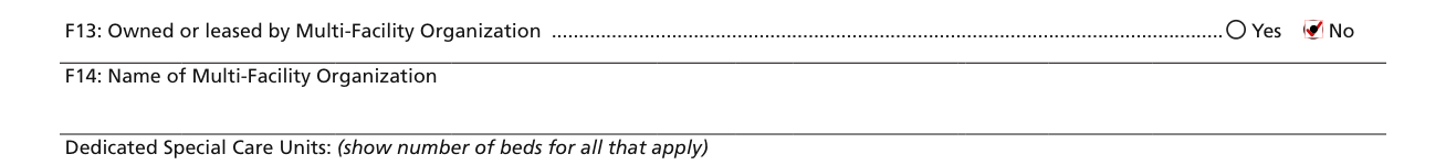 Form CMS-671 example filled out, multi-facility organization