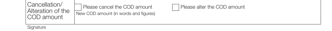 Form CN 17 example filled out, cancellation/ Alteration of the COD amount
