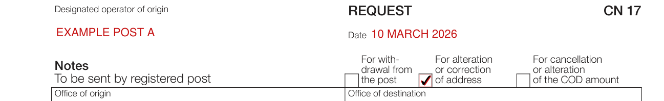 Form CN 17 example filled out, rEQUEST