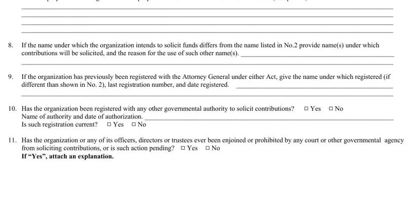 form co 1 charitable organization State the purposes of the, If the name under which the, If the organization has previously, Has the organization been, Yes  No, Name of authority and date of, Yes  No, Has the organization or any of, and from soliciting contributions or blanks to complete