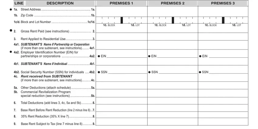 Entering details in new york commercial rent tax return part 3