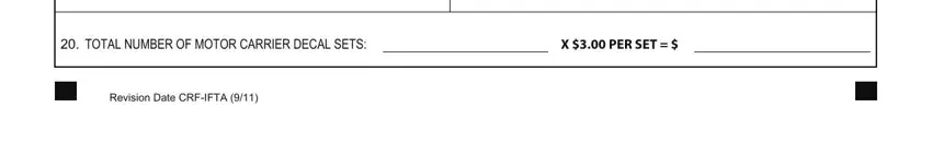 DBA TOTAL NUMBER OF MOTOR CARRIER, X  PER SET, and Revision Date CRFIFTA blanks to insert