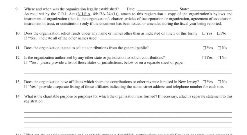 form cri 300r fillable Where and when was the, Society, Society, Other Specify, Other Specify, Does the organization solicit, Yes, Does the organization intend to, Is the organization authorized by, Yes, Yes, If Yes please provide a list of, Does the organization have, What is the charitable purpose or, and registration blanks to complete