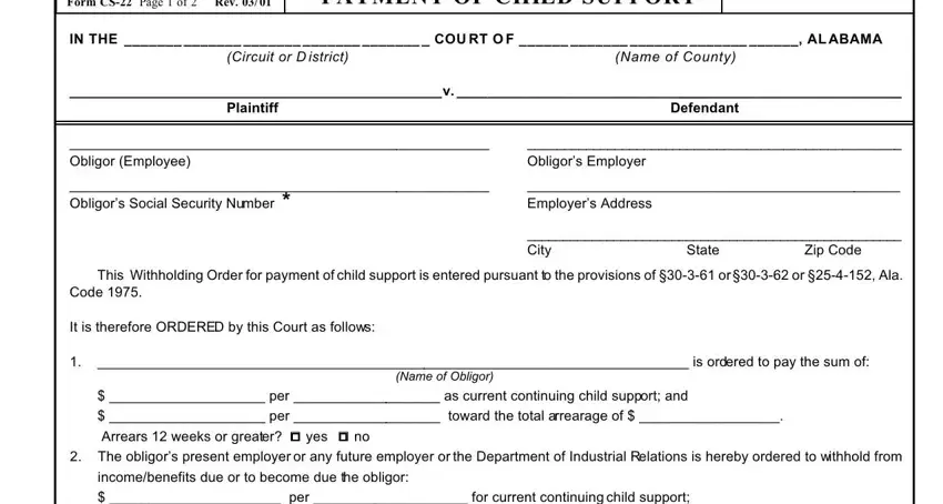 Form Cs 22 Alabama empty spaces to fill out