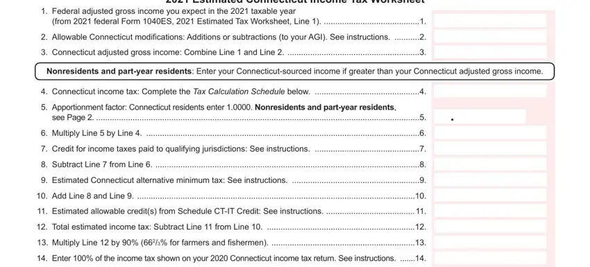 step 3 to filling out ct estimated tax payments