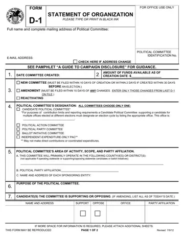 Form D 1 Statement Organization Illinois Preview
