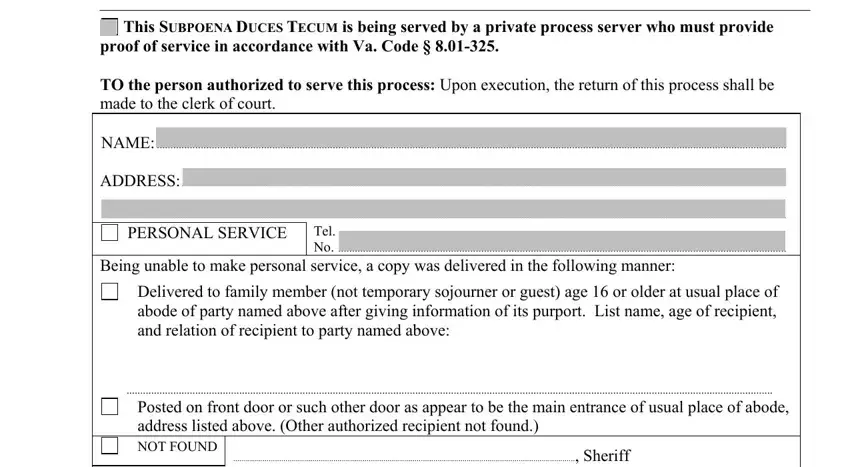 Entering details in virginia subpoena duces tecum attorney step 3